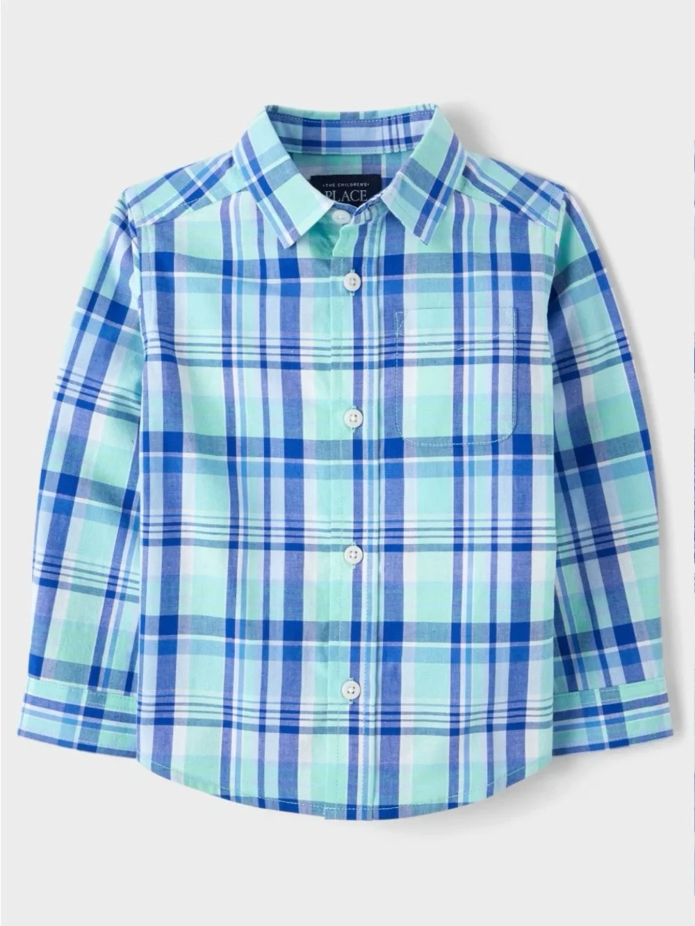 The Children's Place Boys' Blue Plaid Button-Up Shirt